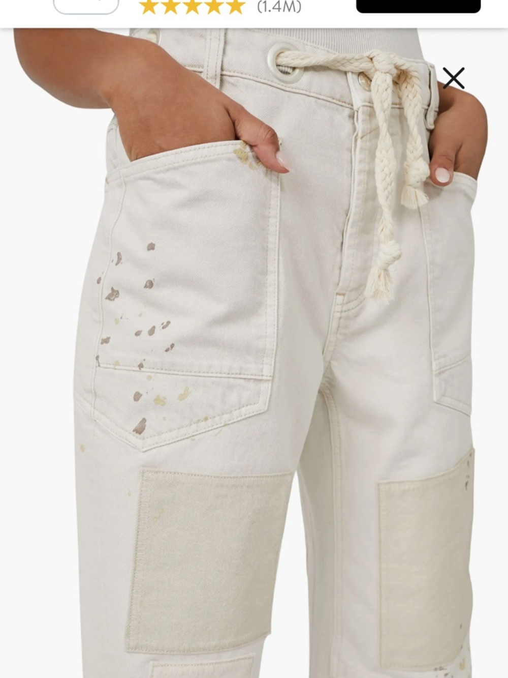We the Free Moxie Paint Fleck Cotton Utility Pants NWOT - Picture 5 of 8